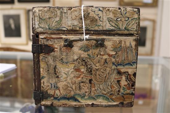 A Charles II needlework box, approx. width 9.5in. height 7in. depth 7in.